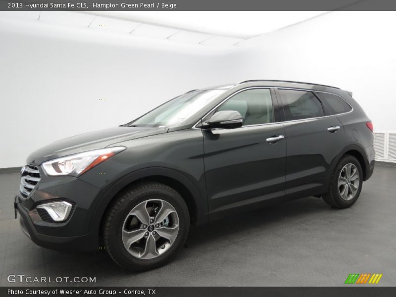 Hampton Green Pearl / Beige 2013 Hyundai Santa Fe GLS