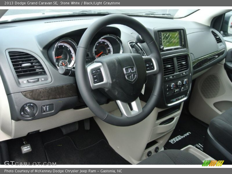Stone White / Black/Light Graystone 2013 Dodge Grand Caravan SE