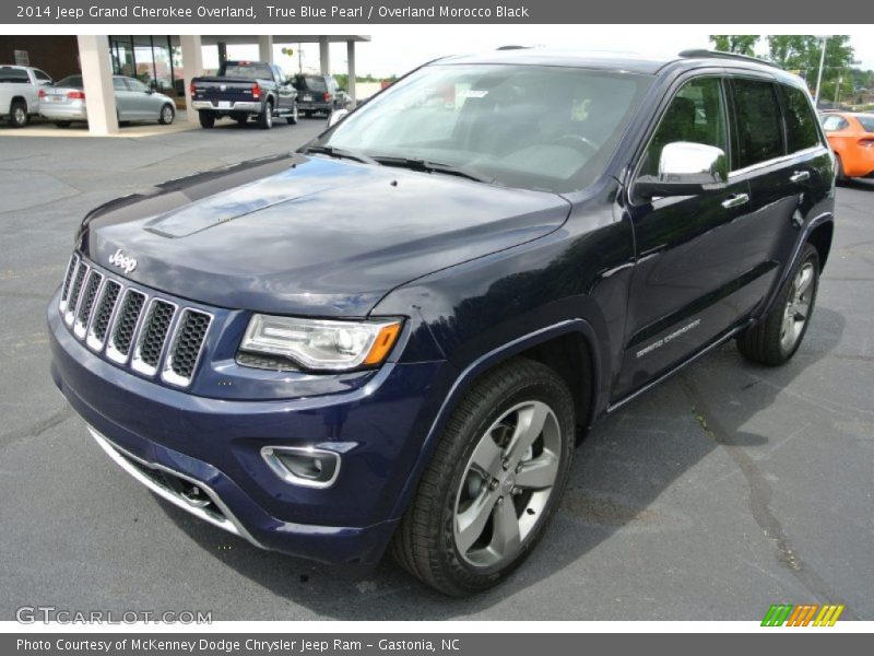 True Blue Pearl / Overland Morocco Black 2014 Jeep Grand Cherokee Overland