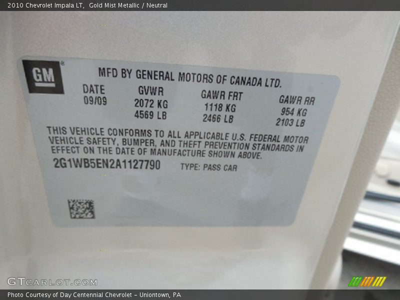 Gold Mist Metallic / Neutral 2010 Chevrolet Impala LT