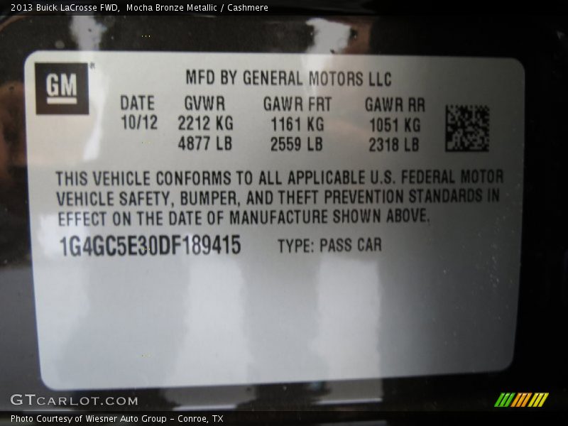 Mocha Bronze Metallic / Cashmere 2013 Buick LaCrosse FWD