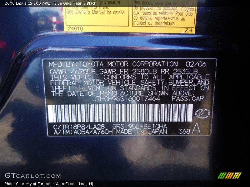 Blue Onyx Pearl / Black 2006 Lexus GS 300 AWD