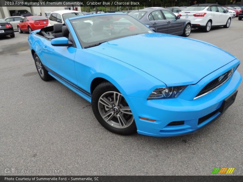 Grabber Blue / Charcoal Black 2013 Ford Mustang V6 Premium Convertible