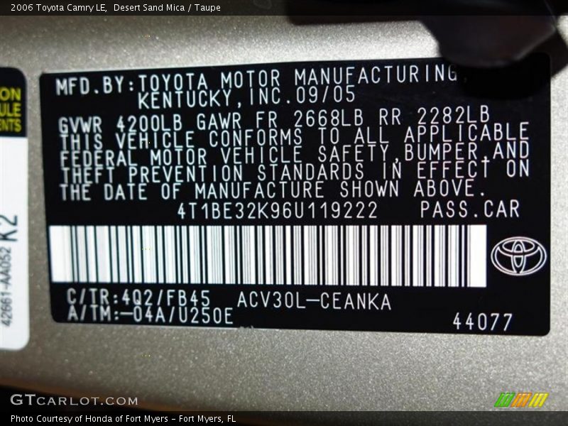 Desert Sand Mica / Taupe 2006 Toyota Camry LE
