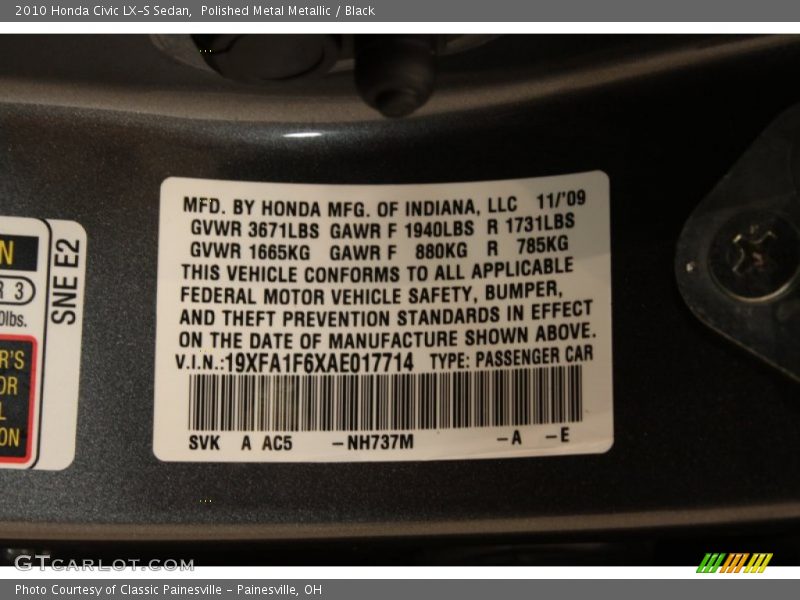 Polished Metal Metallic / Black 2010 Honda Civic LX-S Sedan