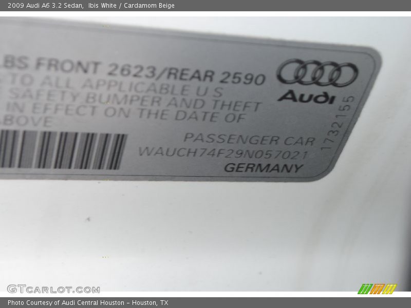 Ibis White / Cardamom Beige 2009 Audi A6 3.2 Sedan