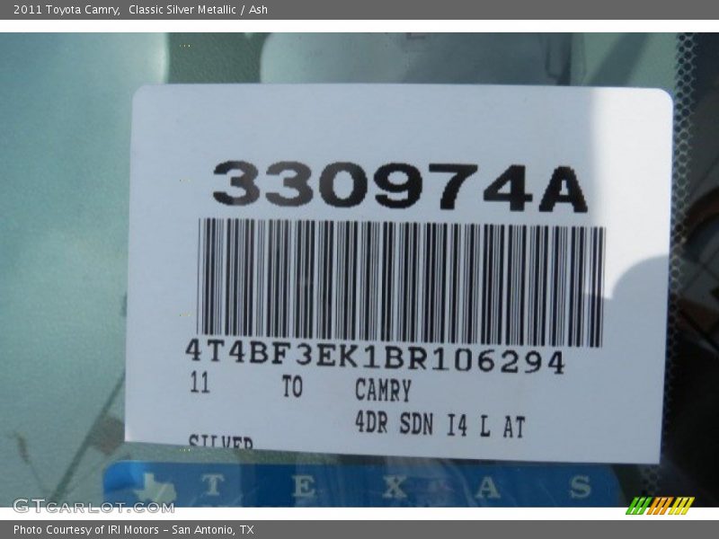 Classic Silver Metallic / Ash 2011 Toyota Camry