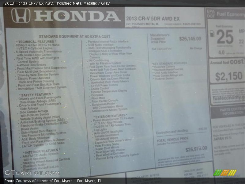 Polished Metal Metallic / Gray 2013 Honda CR-V EX AWD