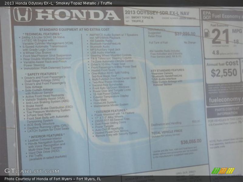 Smokey Topaz Metallic / Truffle 2013 Honda Odyssey EX-L