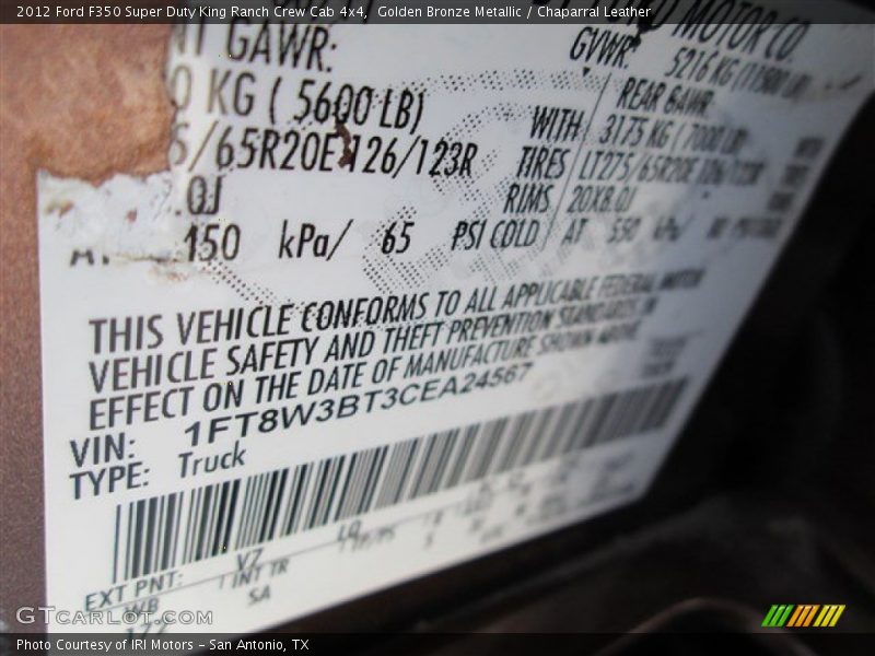 Golden Bronze Metallic / Chaparral Leather 2012 Ford F350 Super Duty King Ranch Crew Cab 4x4