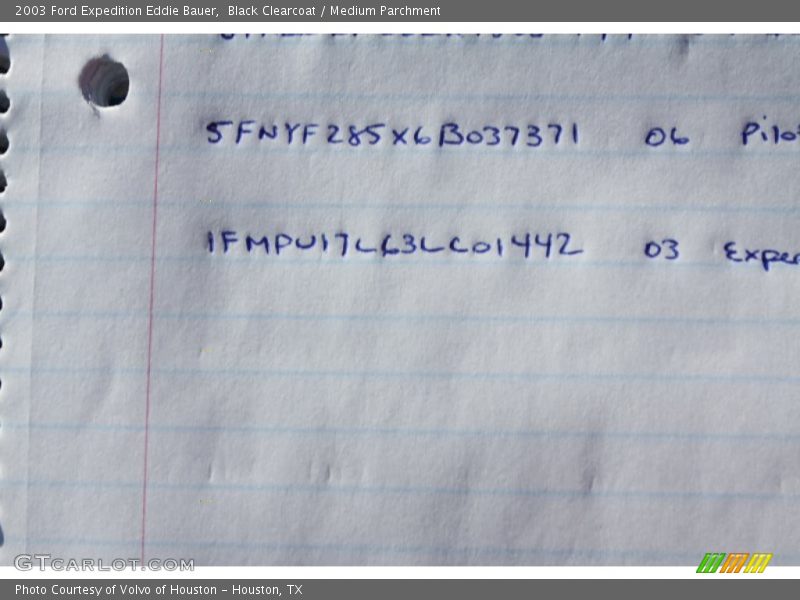 Black Clearcoat / Medium Parchment 2003 Ford Expedition Eddie Bauer