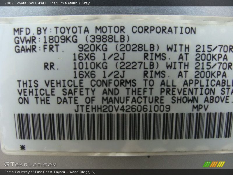 Titanium Metallic / Gray 2002 Toyota RAV4 4WD