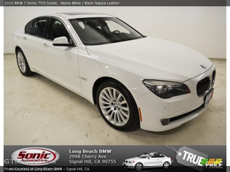 Alpine White / Black Nappa Leather 2010 BMW 7 Series 750i Sedan