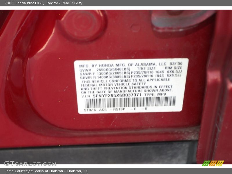 Redrock Pearl / Gray 2006 Honda Pilot EX-L