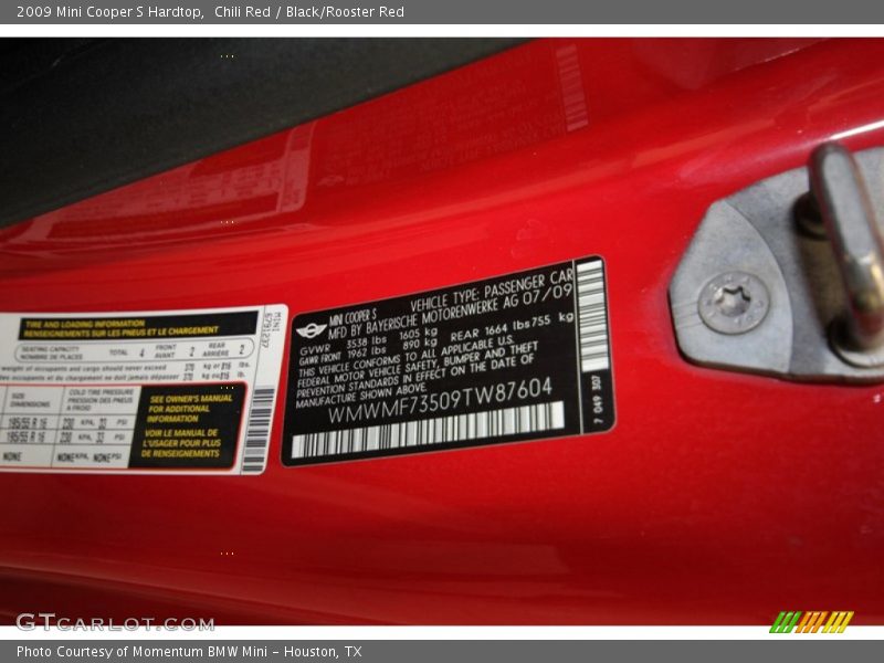 Chili Red / Black/Rooster Red 2009 Mini Cooper S Hardtop