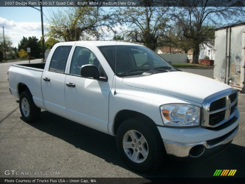 Bright White / Medium Slate Gray 2007 Dodge Ram 1500 SLT Quad Cab