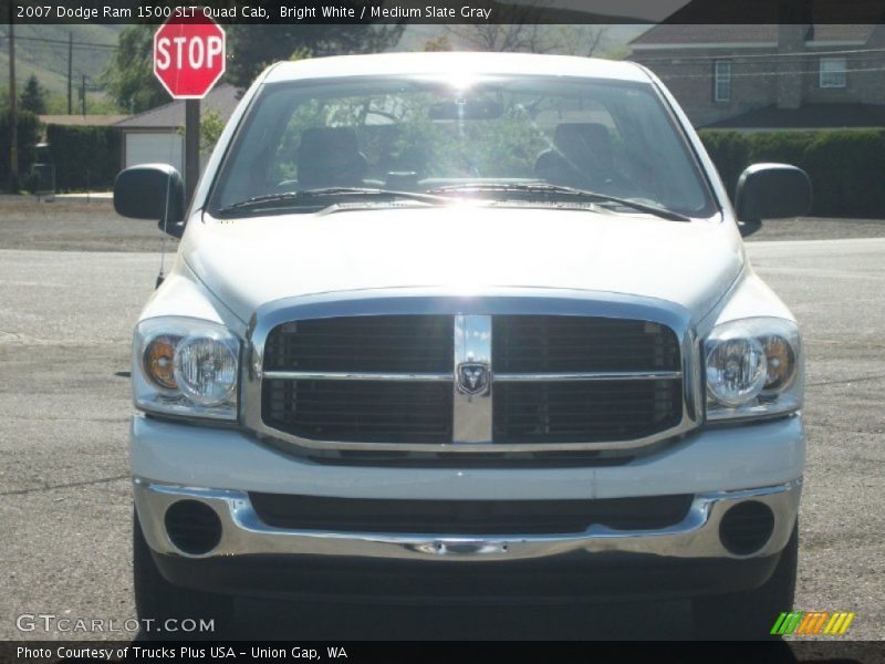 Bright White / Medium Slate Gray 2007 Dodge Ram 1500 SLT Quad Cab