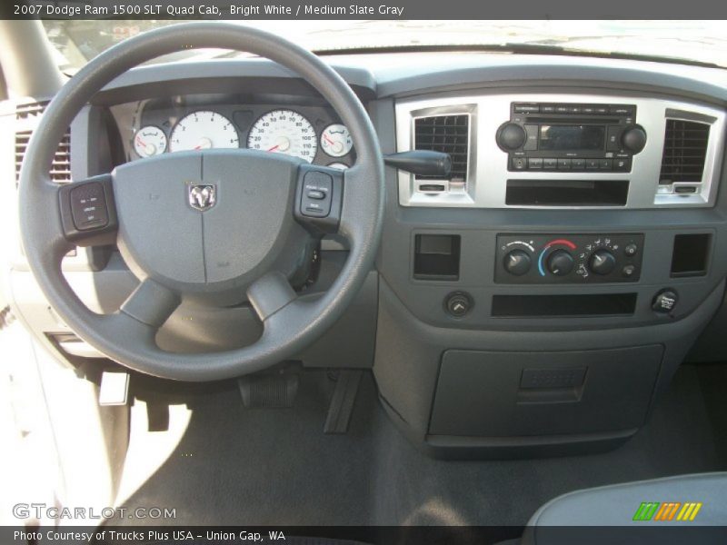 Bright White / Medium Slate Gray 2007 Dodge Ram 1500 SLT Quad Cab
