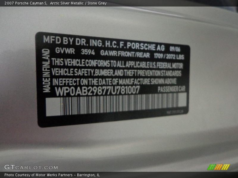 Arctic Silver Metallic / Stone Grey 2007 Porsche Cayman S