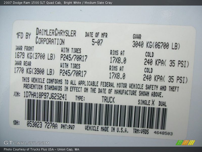 Bright White / Medium Slate Gray 2007 Dodge Ram 1500 SLT Quad Cab