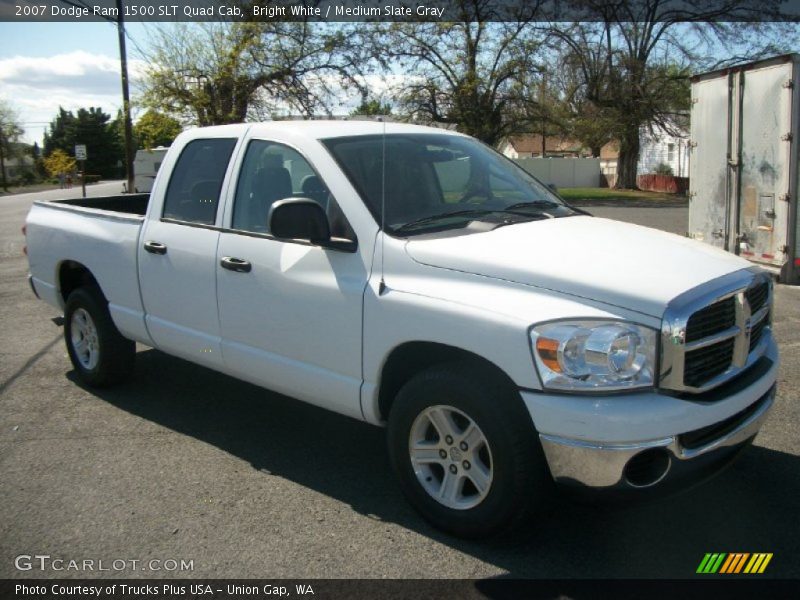 Bright White / Medium Slate Gray 2007 Dodge Ram 1500 SLT Quad Cab