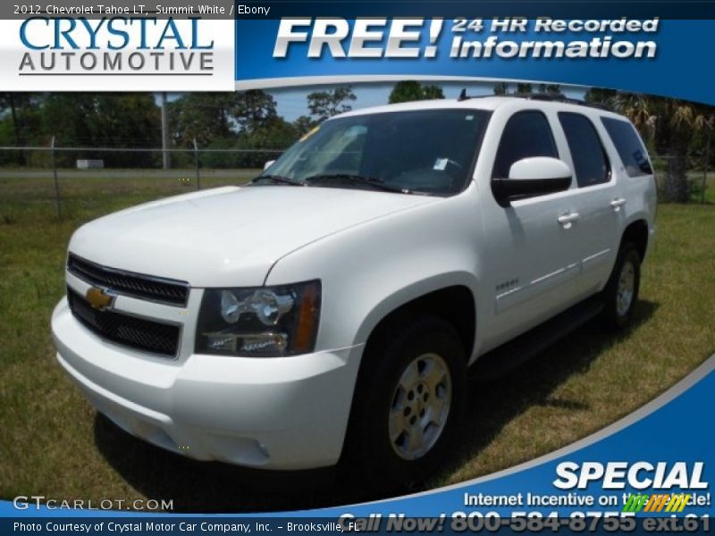 Summit White / Ebony 2012 Chevrolet Tahoe LT