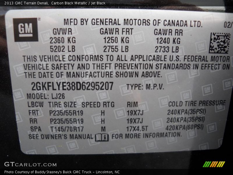 Carbon Black Metallic / Jet Black 2013 GMC Terrain Denali