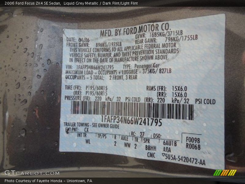 Liquid Grey Metallic / Dark Flint/Light Flint 2006 Ford Focus ZX4 SE Sedan