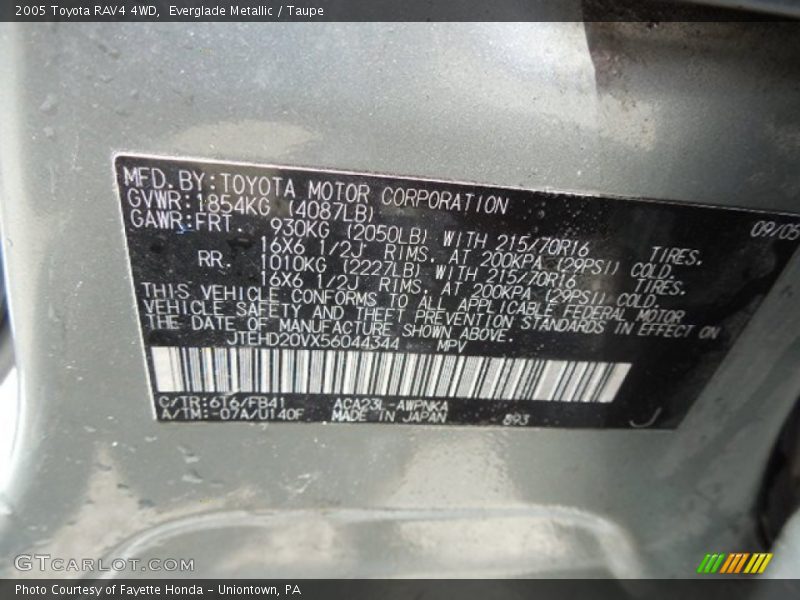 Everglade Metallic / Taupe 2005 Toyota RAV4 4WD