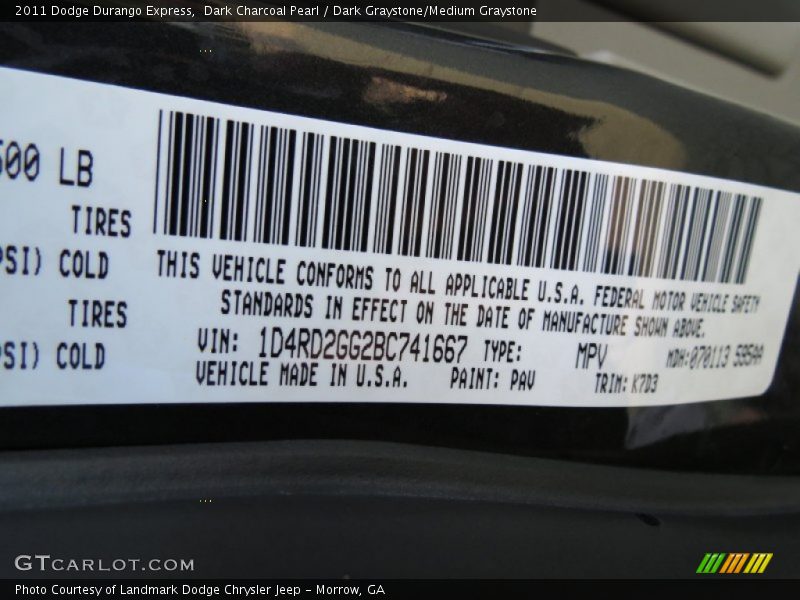 Dark Charcoal Pearl / Dark Graystone/Medium Graystone 2011 Dodge Durango Express