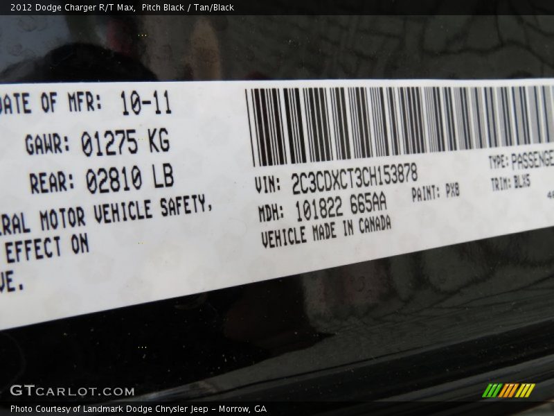 Pitch Black / Tan/Black 2012 Dodge Charger R/T Max