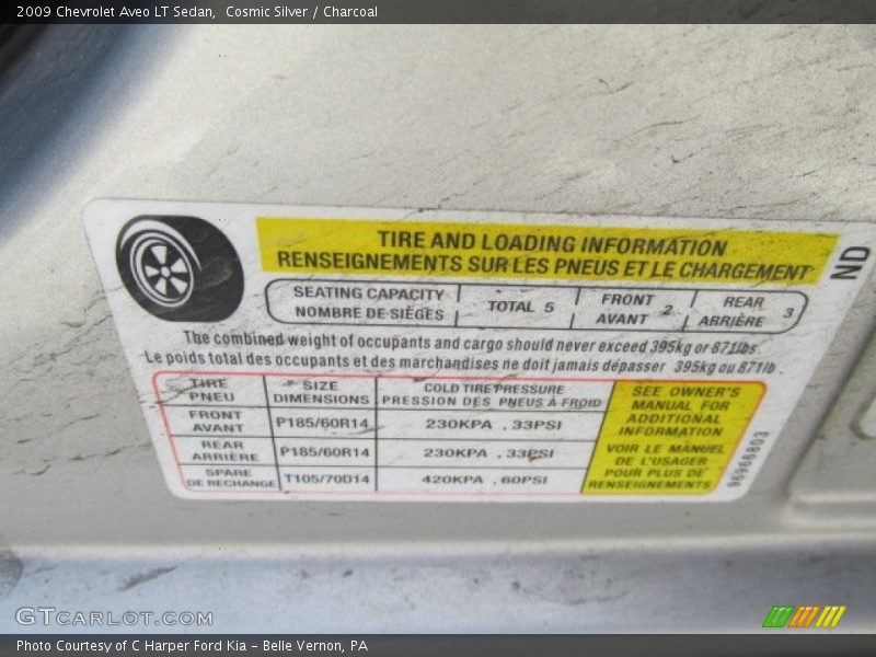 Cosmic Silver / Charcoal 2009 Chevrolet Aveo LT Sedan