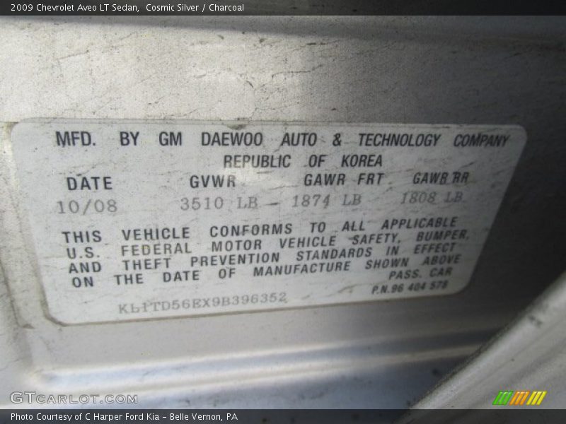 Cosmic Silver / Charcoal 2009 Chevrolet Aveo LT Sedan