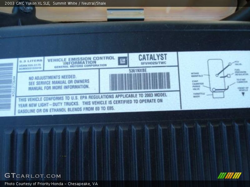 Summit White / Neutral/Shale 2003 GMC Yukon XL SLE