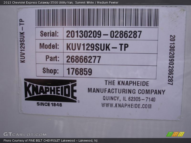 Summit White / Medium Pewter 2013 Chevrolet Express Cutaway 3500 Utility Van