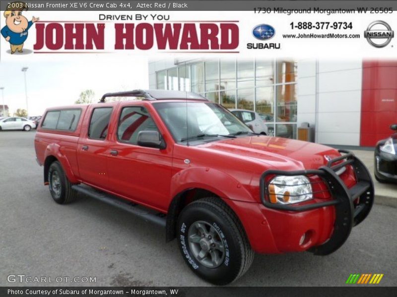 Aztec Red / Black 2003 Nissan Frontier XE V6 Crew Cab 4x4