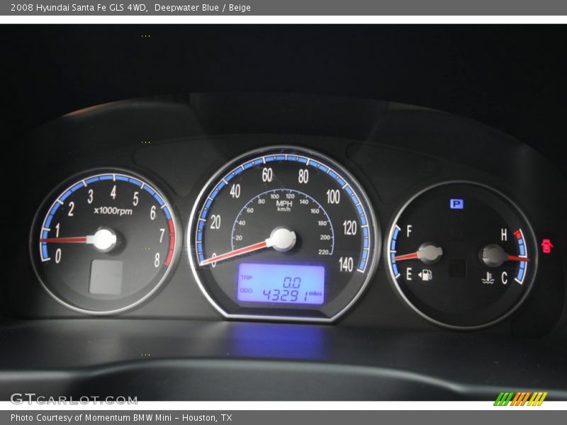 Deepwater Blue / Beige 2008 Hyundai Santa Fe GLS 4WD