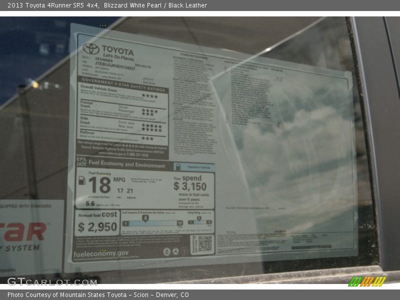 Blizzard White Pearl / Black Leather 2013 Toyota 4Runner SR5 4x4