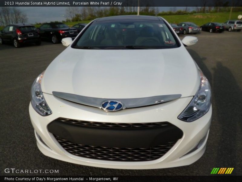 Porcelain White Pearl / Gray 2013 Hyundai Sonata Hybrid Limited