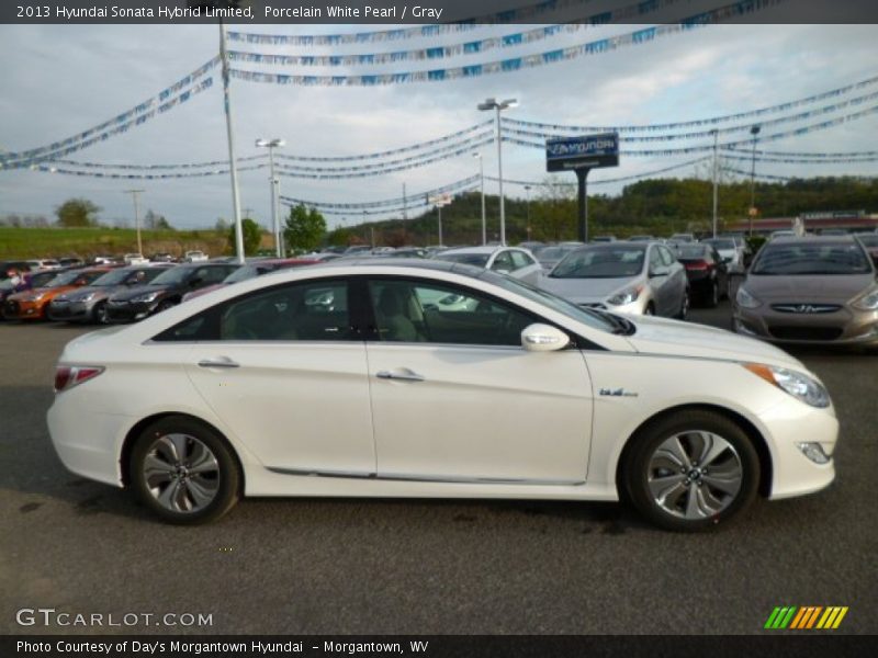 Porcelain White Pearl / Gray 2013 Hyundai Sonata Hybrid Limited