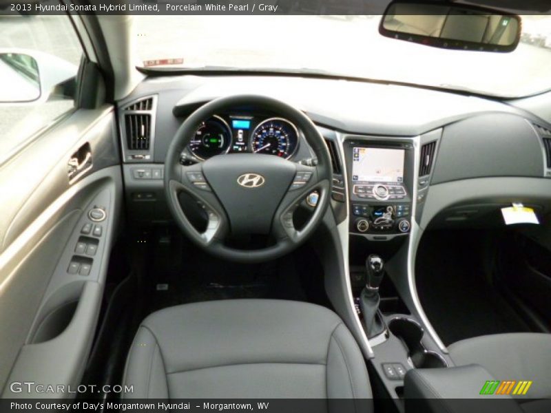 Porcelain White Pearl / Gray 2013 Hyundai Sonata Hybrid Limited