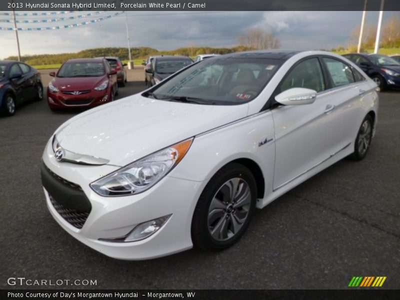 Porcelain White Pearl / Camel 2013 Hyundai Sonata Hybrid Limited