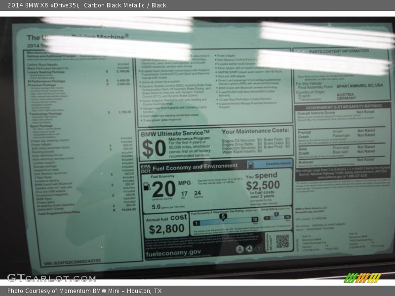  2014 X6 xDrive35i Window Sticker