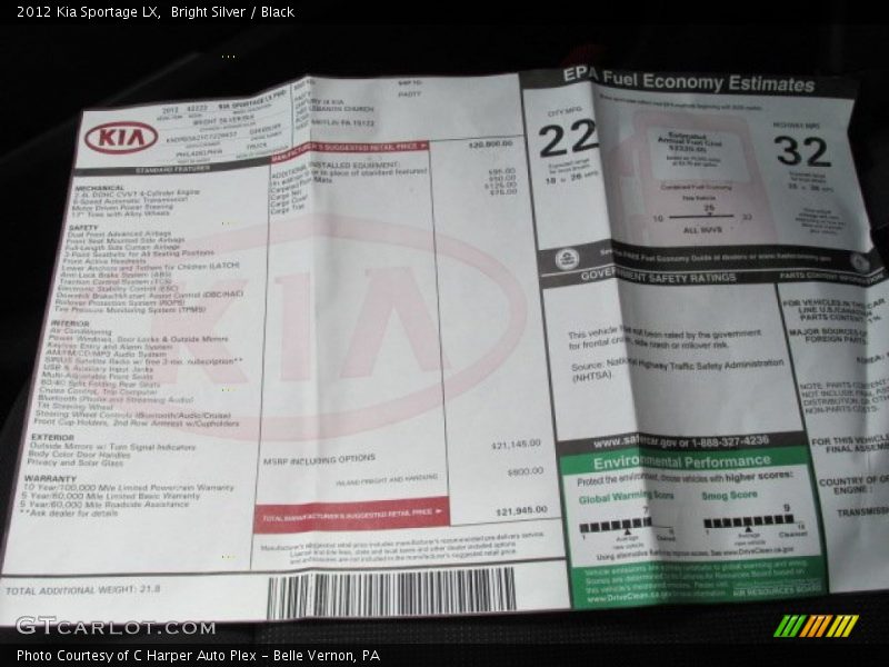 Bright Silver / Black 2012 Kia Sportage LX