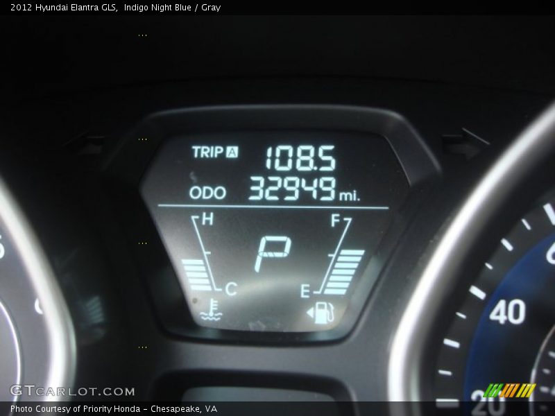 Indigo Night Blue / Gray 2012 Hyundai Elantra GLS