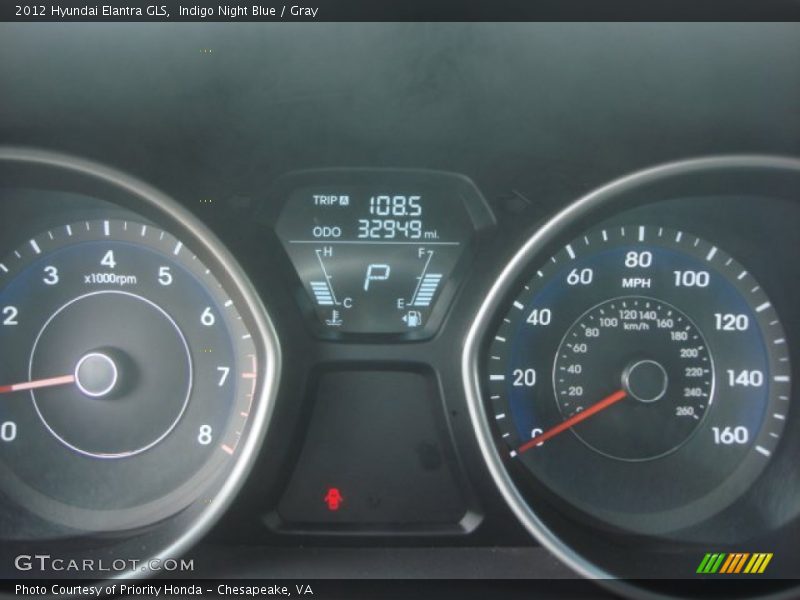 Indigo Night Blue / Gray 2012 Hyundai Elantra GLS