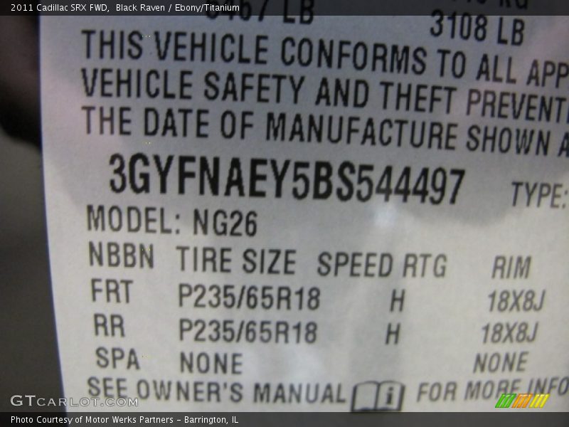 Black Raven / Ebony/Titanium 2011 Cadillac SRX FWD