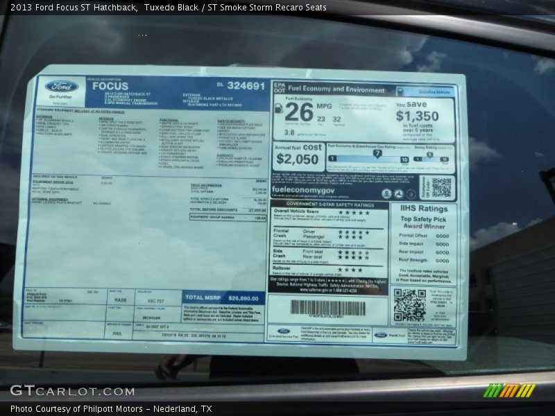 Tuxedo Black / ST Smoke Storm Recaro Seats 2013 Ford Focus ST Hatchback