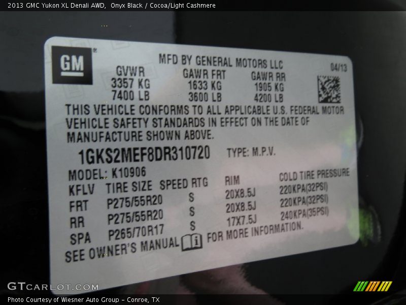 Onyx Black / Cocoa/Light Cashmere 2013 GMC Yukon XL Denali AWD