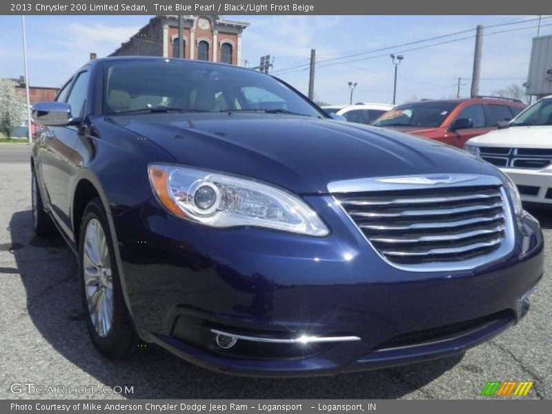 True Blue Pearl / Black/Light Frost Beige 2013 Chrysler 200 Limited Sedan